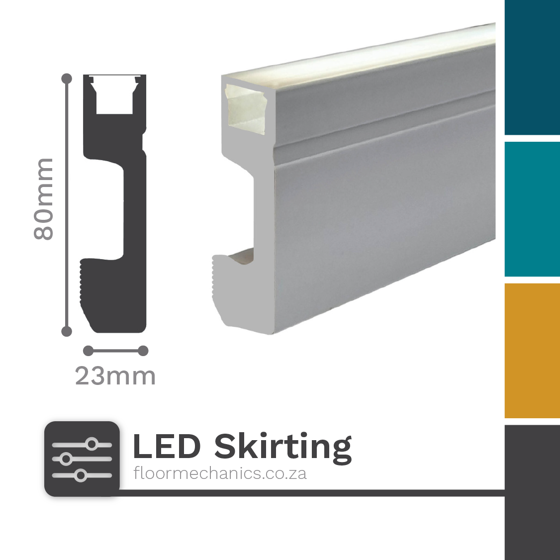 80mm x 23mm White LED Skirting 3039WN | Supreme Mouldings