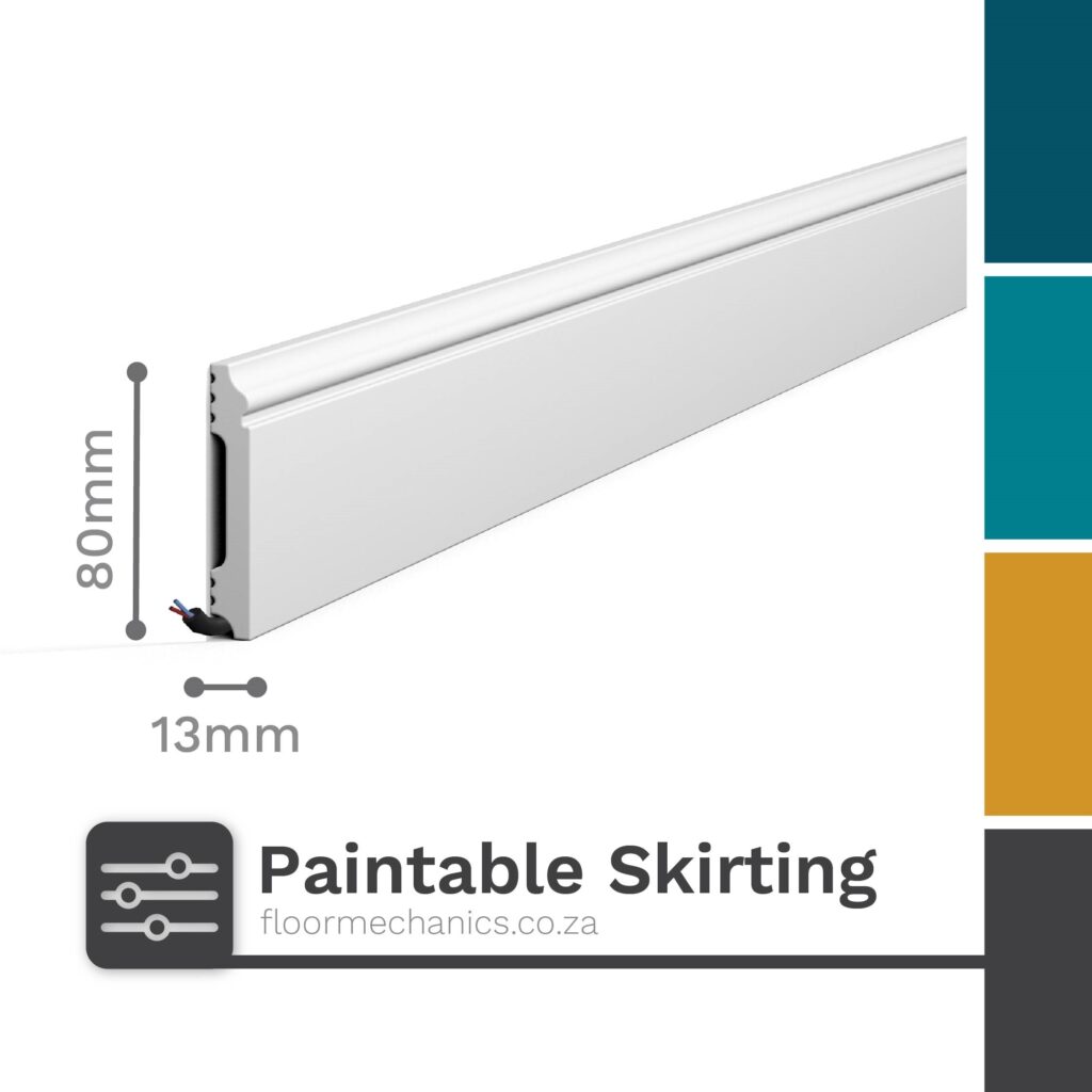 80mm x 13mm White Paintable Skirting FL1 | Noel & Marquet (NMC) WALLSTYL